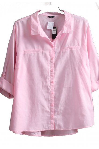 Dámská růžová bavlněná košile / M&CO / XXXXL+ (56) / UK 28 / ANGLIE