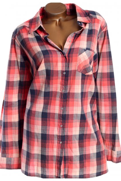 Dámská růžovo-černá károvaná košilová halenka / SIMPLY BE / XXXXL+ (56) / UK 28 / ANGLIE