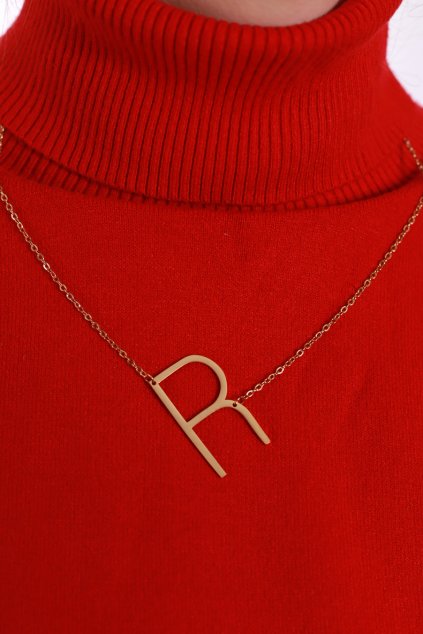 Dámský zlatý řetízek s přívěskem - PÍSMENO "R" / BUTIK