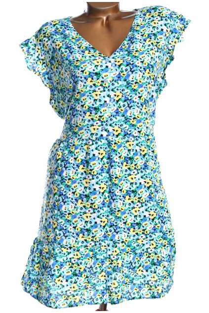 Dámské modro-žluto-bílé květované šaty / GEORGE / XXXL (48) / UK 20 / ANGLIE