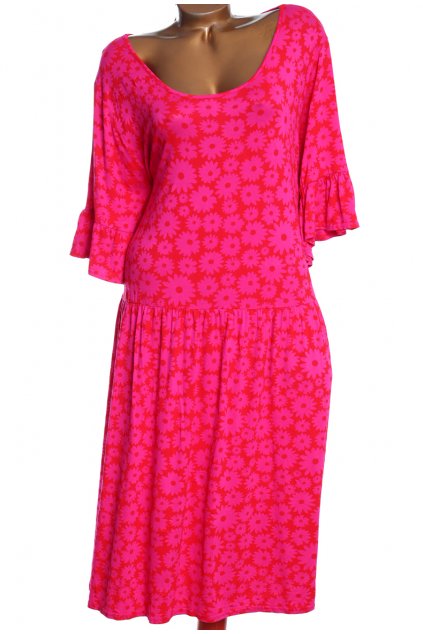 Dámské červeno-růžové květinové šaty / YOURS / XXXXL+ (62) / UK 34 / ANGLIE