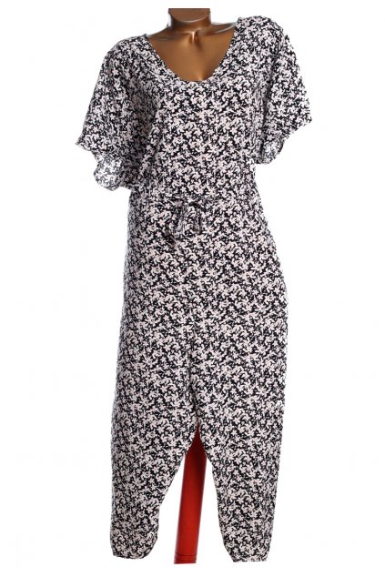 Dámský černo-krémovo-růžový květovaný overal / NEW LOOK / XXXXL (52) / UK 24 / ANGLIE