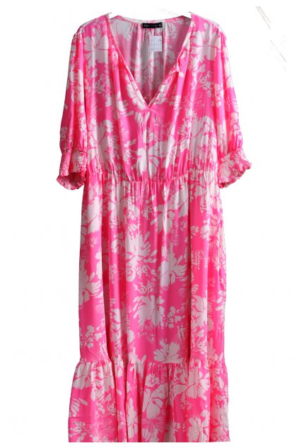 Dámské růžovo-bílé květované šaty / M&S / XXXXL (52) / UK 24 / ANGLIE