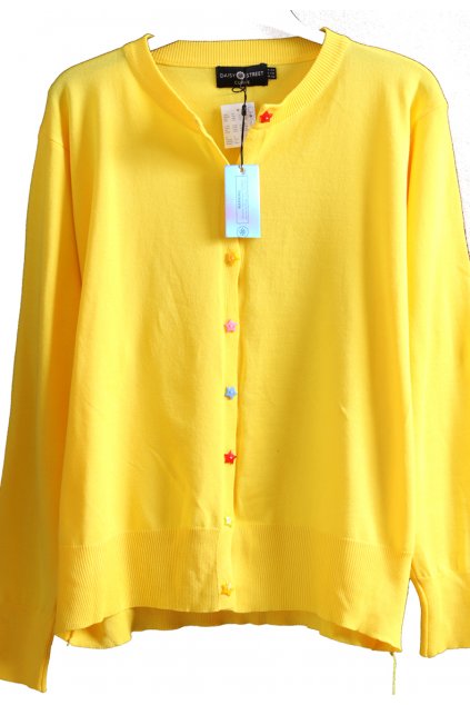 Dámský žlutý svetr s barevnými knoflíky ve tvaru hvězd / DAISY STREET / XXXXL (52) / UK 24 / ANGLIE