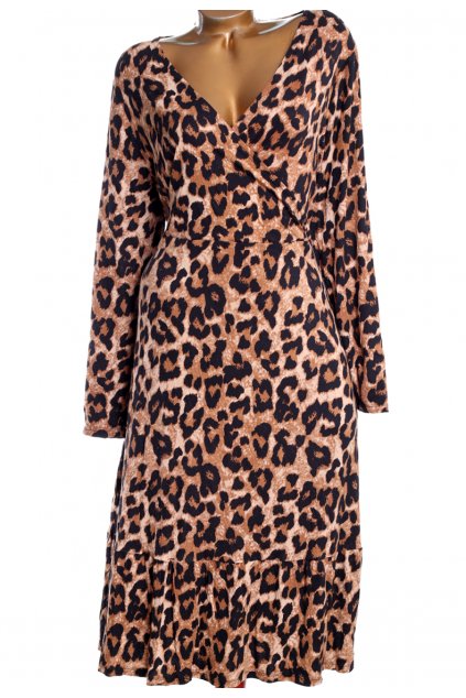Dámské černo-hnědé leopardí šaty / M&S / XXXL (48) / UK 20 / ANGLIE