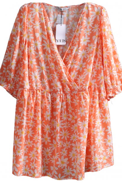 Dámské oranžovo-bílo-žluté květované šaty / YOURS  / XXXXL+ (56) / UK 28 / ANGLIE