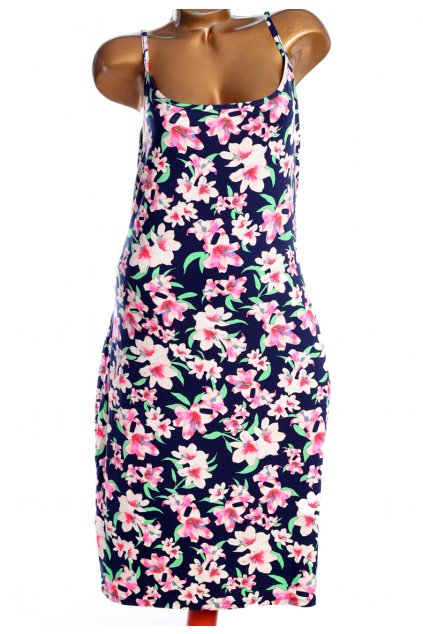 Dámské modro-zeleno-růžové květinové šaty / GEORGE / XXXXL (52) / UK 24 / ANGLIE