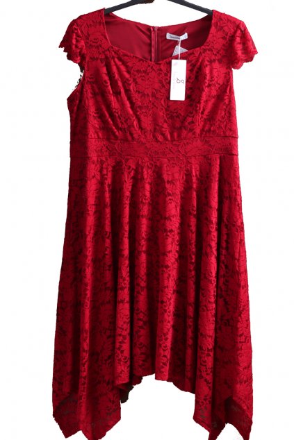 Dámské vínové krajkované šaty / JASAMBAC / XXXL (48) / UK 20 / ANGLIE