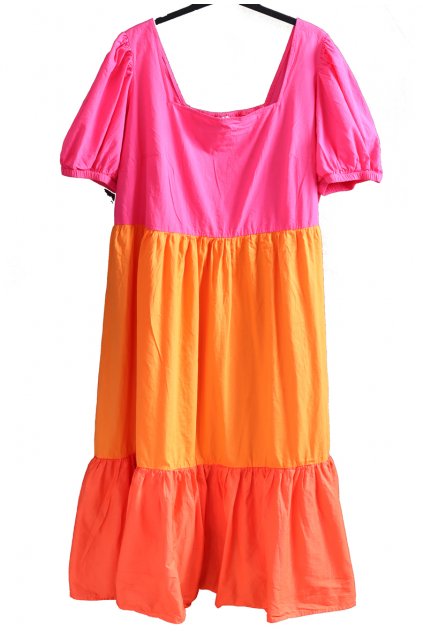 Dámské růžovo-oranžové šaty / SIMPLY BE / XXXXL (54) / UK 26 / ANGLIE