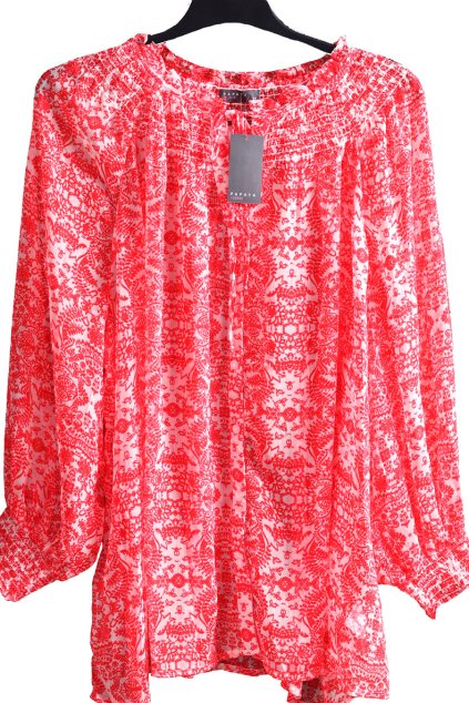 Dámská červeno-bílá vzorovaná halenka / PAPAYA /  XXXXL+ (56) / UK 28 / ANGLIE