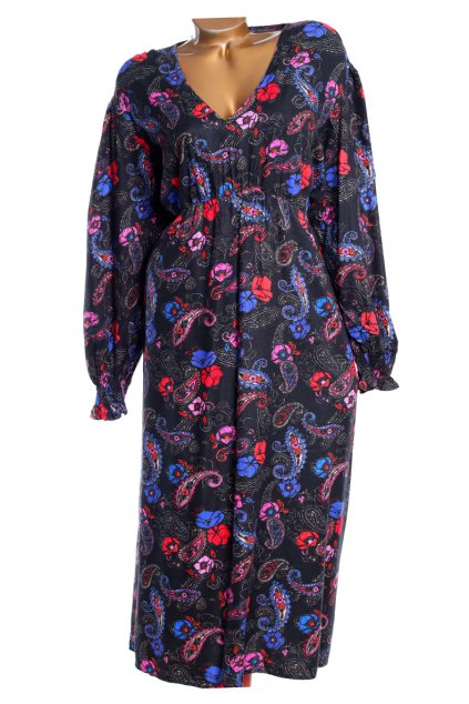 Dámské černé šaty s barevnými květy / NEXT / XXXL (50) / UK 22 / ANGLIE