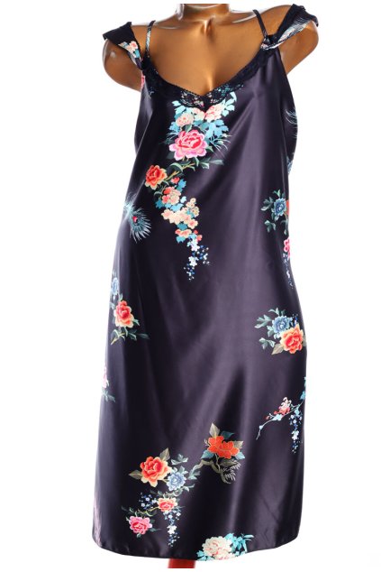 Dámské černé značkové šaty s barevnými květy / RIVER ISLAND / XXXXL (52) / UK 24 / ANGLIE