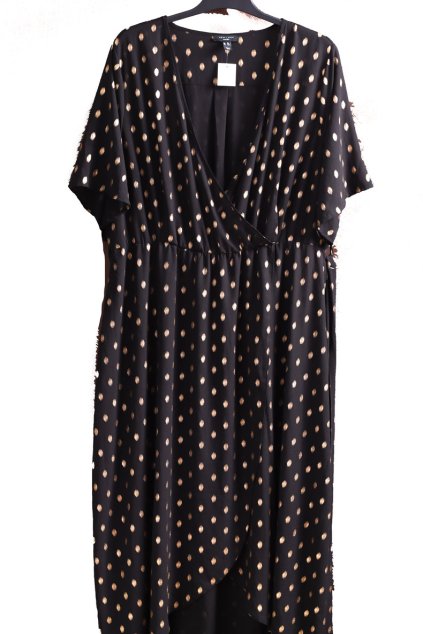 Dámské černo-zlaté puntíkované šaty s metalickou nitkou / NEW LOOK / XXXXL (56) / UK 28+ / ANGLIE