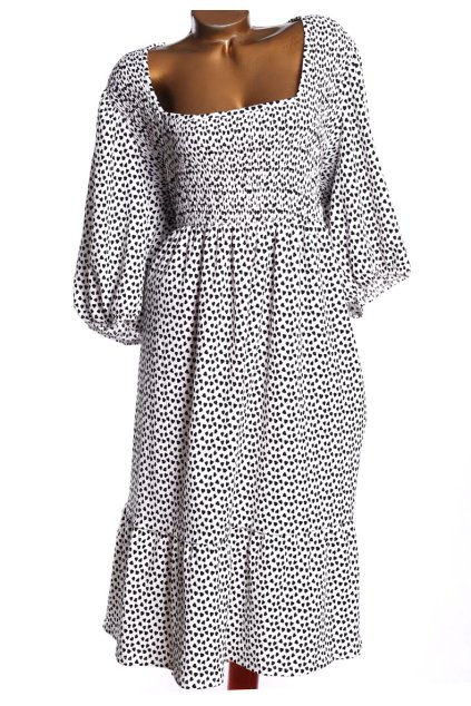 Dámské bílo-černé puntíkované šaty / SIMPLY BE / XXXXL+ (58) / UK 30 / ANGLIE