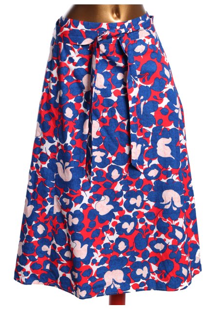 Dámská modro-červeno-bílá vzorovaná sukně / LONG TALL SALLY / XXXXL (52) / UK 24 / ANGLIE