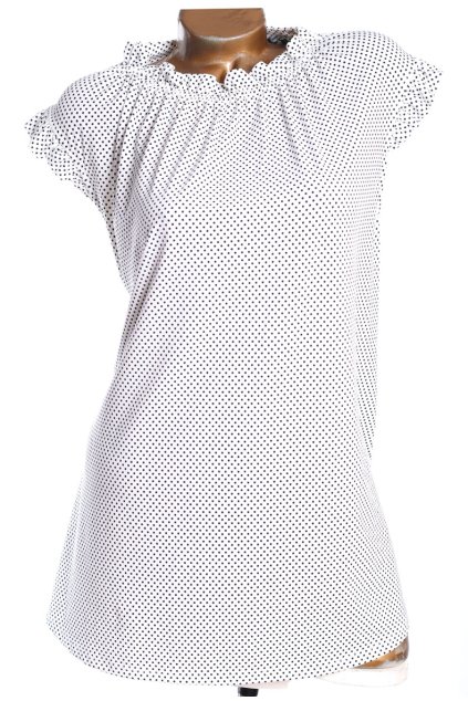 Dámská bílo-černá puntíkovaná halenka / ADRIANNA PAPELL / XXXXL (52) / UK 24/ ANGLIE