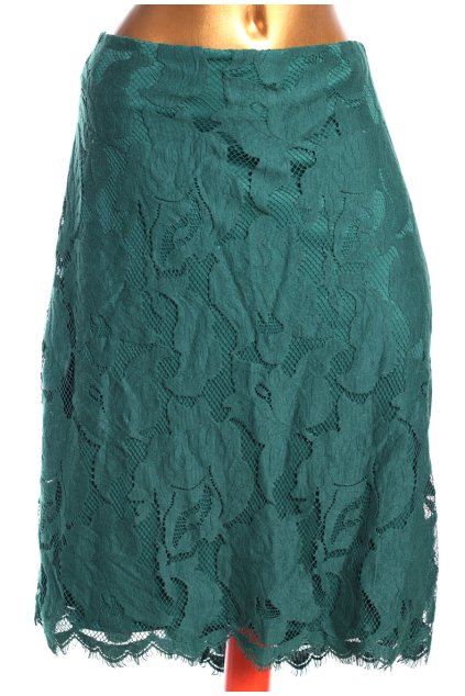 Dámská tmavě zelená luxusní značková krajková sukně / M&S / XXXXL (52) / UK 24 / ANGLIE