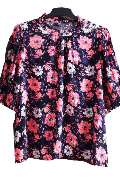 Dámská modro-růžová květovaná halenka / M&S / XXXXL (52) / UK 24 / ANGLIE