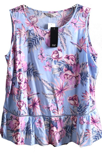 Dámská modro-růžová květovaná halenka / F&F / XXXL (48) / UK 20 / ANGLIE
