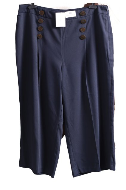 Dámské tmavě modré kalhoty s knoflíky  / F&F / XXXL (50) / UK 22/ ANGLIE