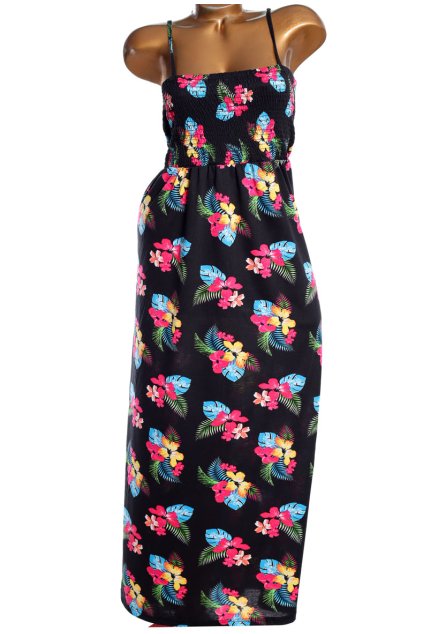 Dámské černé šaty s barevými květy / BE YOU / XXXL (50) / UK 22/ ANGLIE