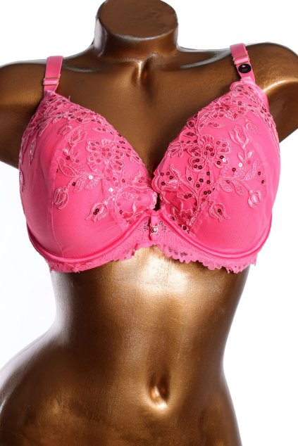 Dámská růžová podprsenka s krajkou a s flitry (původní cena 1100 Kč) / ANN SUMMERS / 100G / UK 38F / ANGLIE