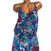 Dámské modro-tyrkysovo-červeno-bílé vzorované šaty / CAPSULE / XXXXL (52) / UK 24 / ANGLIE