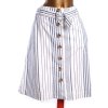 Dámská bílo-modrá KVALITNÍ  proužkovaná sukně s páskem a knoflíky / M&S/ XXXXL (52) / UK 24/ANGLIE