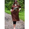 Dámské hnědé mikinové šaty se zlatým obrázkem / MADE IN ITALY/ XXL-XXXXL (44/46/48/50/52) prsa do 140 cm  / MODA ITALY -  jedna UNI VELIKOST - záleží jak chcete mít volné