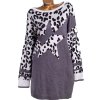 Dámské šedo-černé teplé zimní svetrové šaty s leopardím vzorem / EVANS / XXXXL (52/54) / na štítku vel. 50/52 / UK 22/24 / ANGLIE