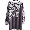 Dámské šedo-černé teplé zimní svetrové šaty s leopardím vzorem / EVANS / XXXXL (52/54) / na štítku vel. 50/52 / UK 22/24 / ANGLIE