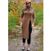 Dámské silné zimní hnědé svetrové šaty s rolákem s rozparkem na boku / LINDSAY MODA / L-XXXL (40/4244/46/48)  prsa v klidu 110cm, po natažení  do 130 cm  / MODA ITALY