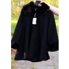 Dámský černý kabátek s kožíškem / AUX MODA / XXL-XXXL (46/48/50)  prsa do 130 cm  / MODA ITALY