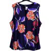 Dámská tmavě modrá elastická kvalitní halenka s květy / EDIT / (52) / UK 24 / ANGLIE