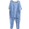 Dámské modrý příjemný úpletový domácí komplet s gepardím vzorem / NUTMEG / XXXL (48/50/52+) / UK 20-22 / ANGLIE