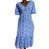 Dámské modré šaty s květy a krátkým rukávem  / EVANS / XXXL (48) / UK 20 / ANGLIE