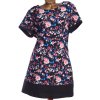 Dámské černé šaty s barevnými květy /GEORGE / (50/52) / UK 22-24 / ANGLIE