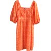 Dámské oranžové šaty s bílými kvítky, žabičkování / TU / (50) / UK 22 / ANGLIE