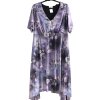 Dámské elastické černo-bílo-fialové šaty s bílými květy  / YOURS / XXXXL 52 / UK 24 / ANGLIE