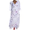 Dámské světle modré luxusní šaty s šedo-fialovým květinovým vzorem / YOURS/ XXXXL+ (58/60) UK 30/32/ ANGLIE