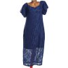 Dámské modré elastické krajkové šaty / XXL (46/48) / UK 18/20 / ANGLIE