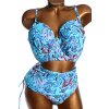 Dámské tyrkysové barevně  vzorované dvoudílné plavky / Simply yours / XXXXL (52)  / UK 24 / ANGLIE
