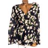 Dámská černá zavinovací halenka s bílými květy / GEORGE / XXXL (50) / UK 22 / ANGLIE