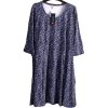 Dámské tmavě modré elastické šaty s modro-bílými vzory / Cotton Traders / XXXL (50) / UK 22 / ANGLIE