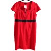 Dámské kuxusní červené šaty s koženými detaily - elastické/  SO FABULOUS! - XXXL (50) / UK 22 / ANGLIE