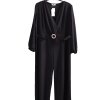 Dámský luxusní černý overal s perlovou sponou / Quiz / XXXL (50) / UK 22 / ANGLIE