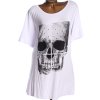 Dámské bílé triko/šaty  s  kamínkovou lebkou  / YOURS / XXXXL (58/60) / UK 30/32 / ANGLIE