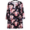 Dámská černá halenka s květy  / EMELIAX / XXXL (50) / UK 22 / ANGLIE