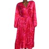 Dámské červeno-růžové vzorované saténové šaty /SIMPLY BE  / XXXXL (52) / UK 24 ANGLIE