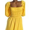 Dámské žluté šaty s rukávy prošívané madeirou  / GEORGE / XXXL (50) / UK 22 / ANGLIE